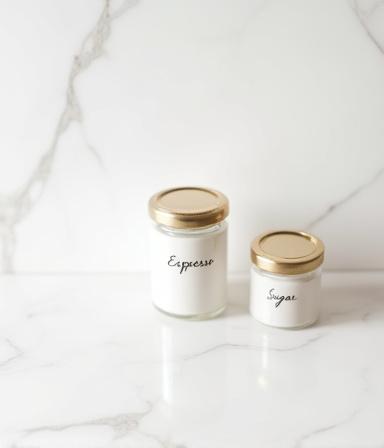 Kitchen coffee station with labels